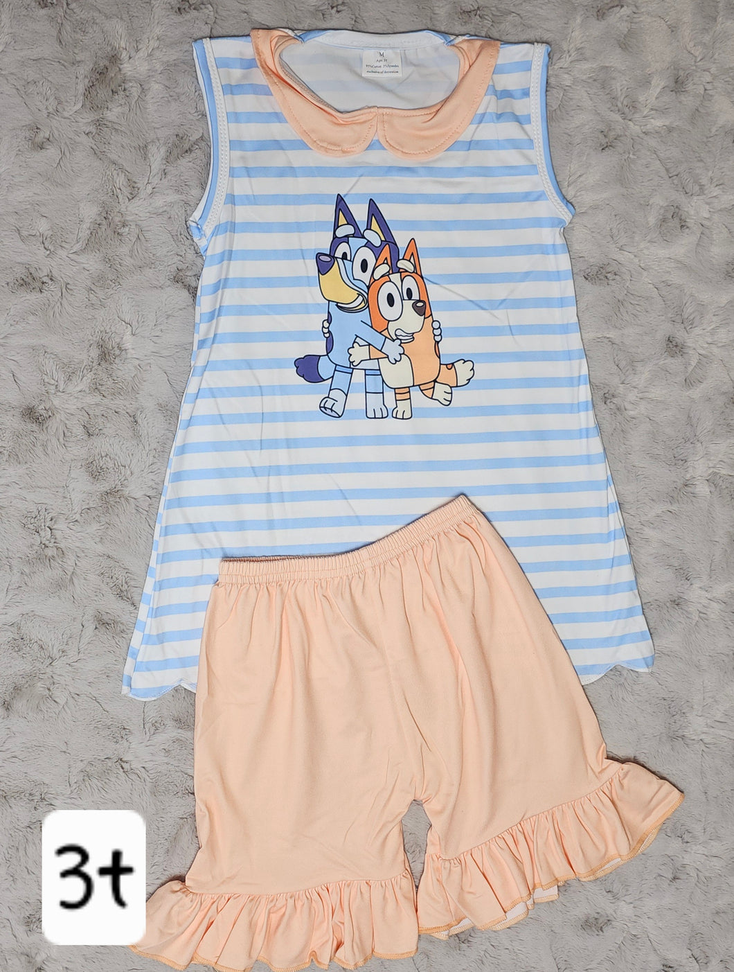 Tank Striped Character Ruffled Shorts Set