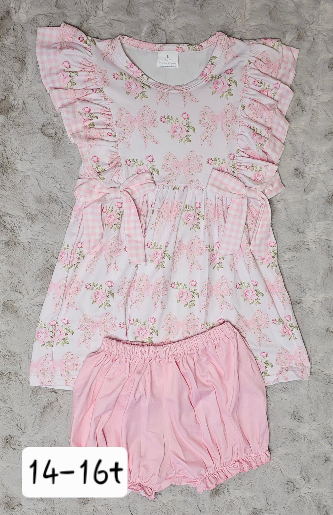 Ruffled Bow Floral Peplum Shorts Set