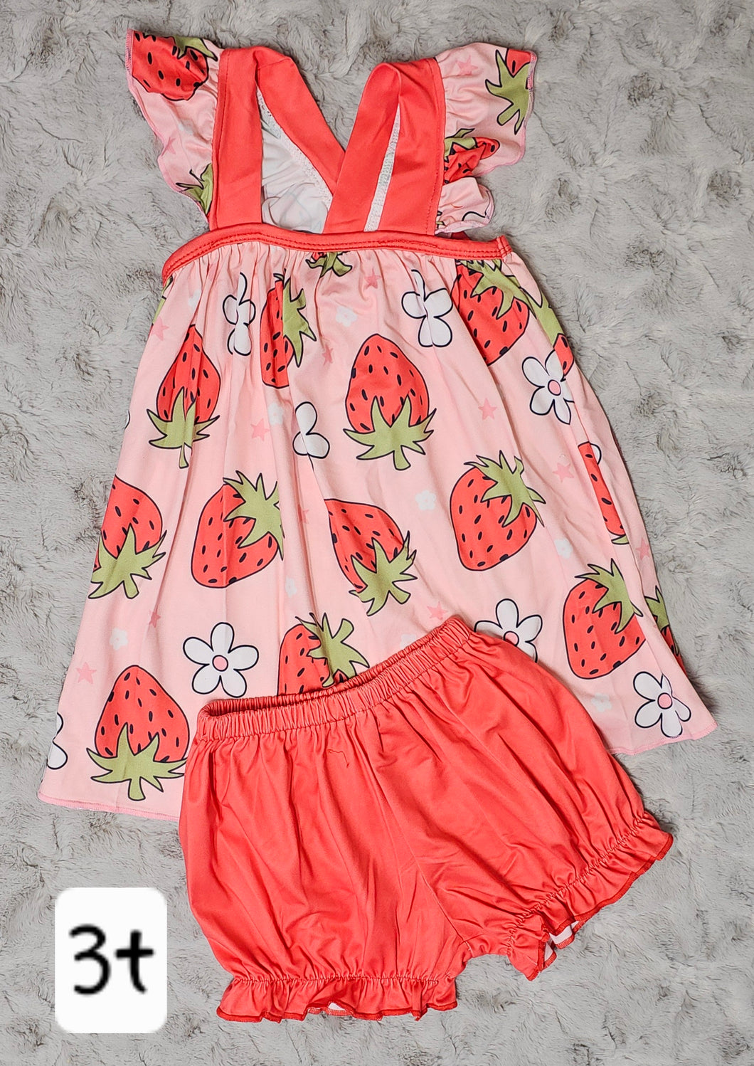Tank Ruffled Watermelon Shorts Set