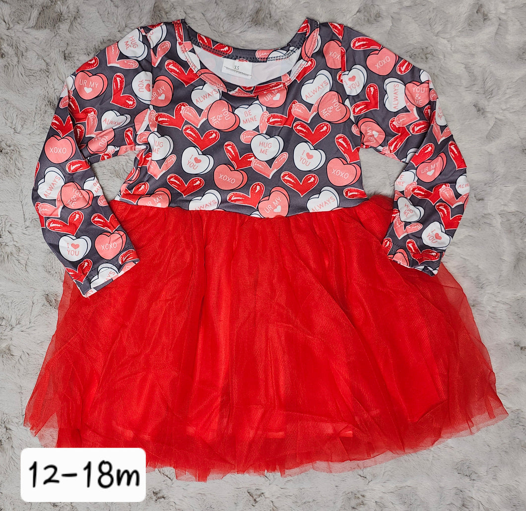 Long Sleeve Valentines Heart Dress