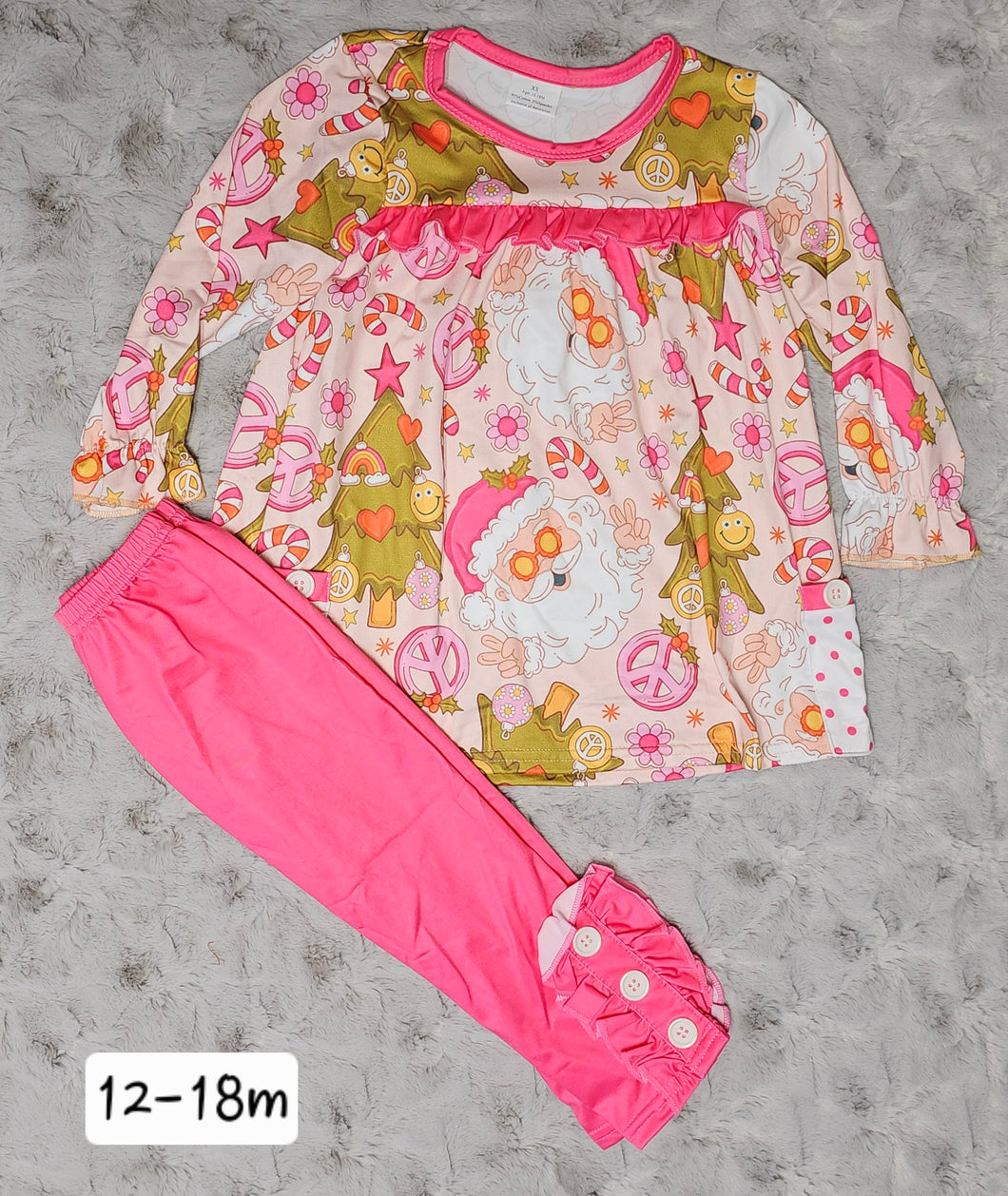Ruffled Long Sleeve Christmas Legging Set