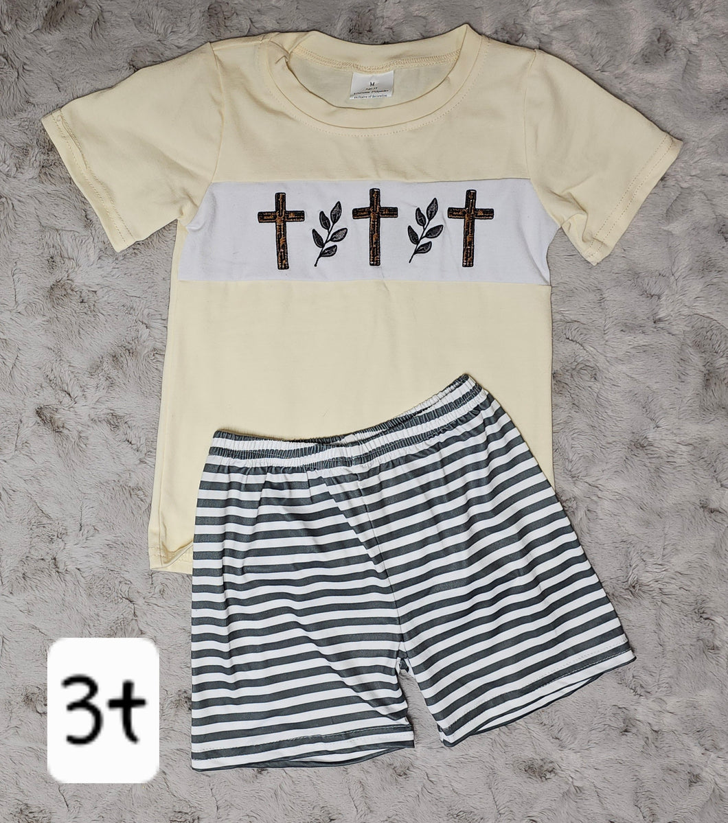 Yellow Cross Shorts Set