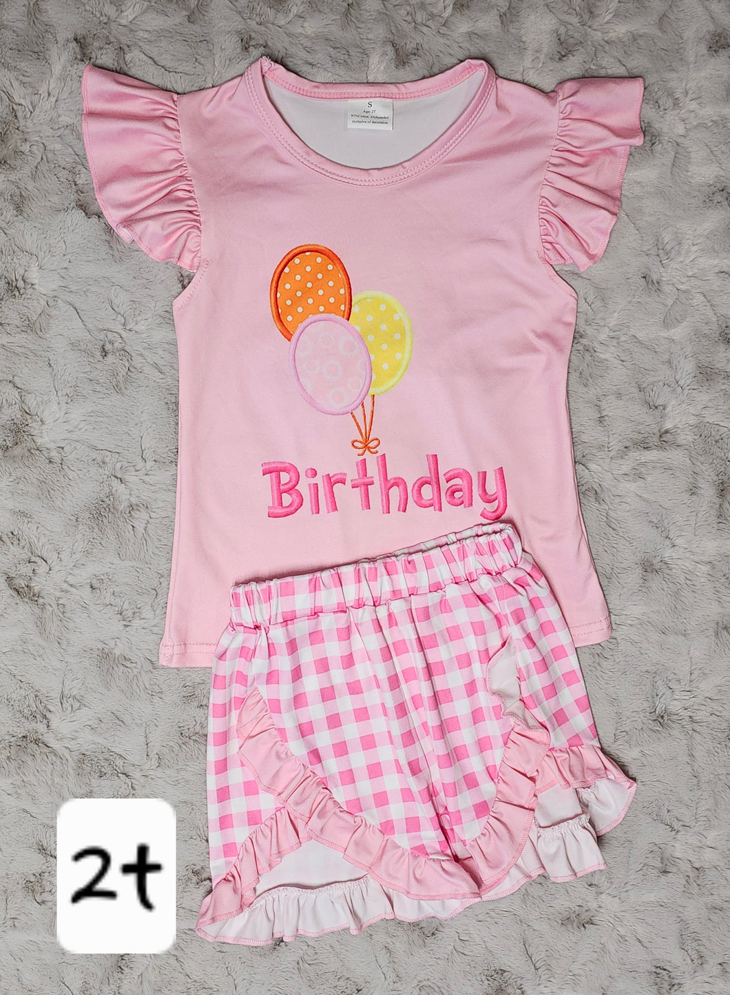 Ruffled Pink Birthday Shorts Set