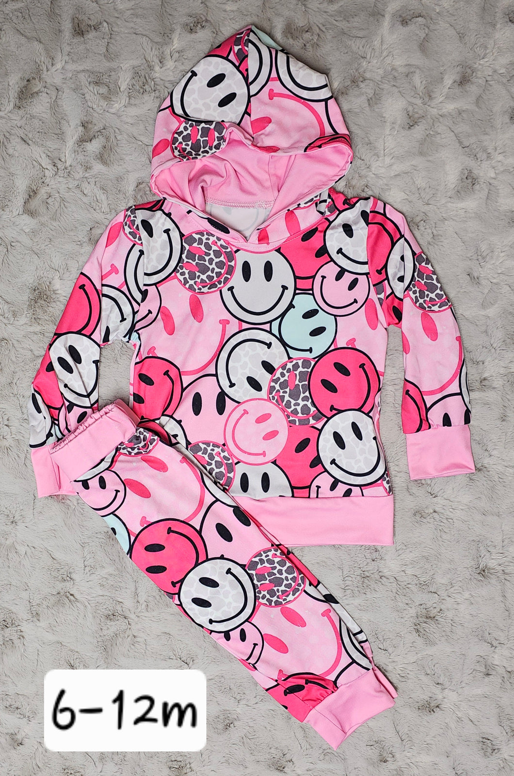 Hooded Long Sleeve Smiley Pants Set