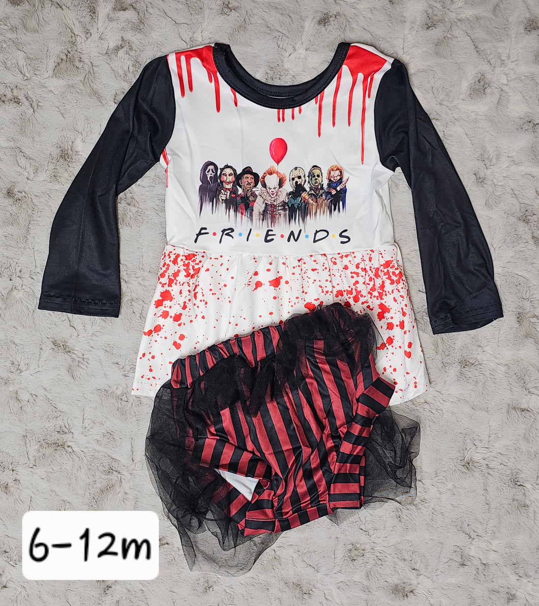 Long Sleeve Peplum Halloween Friends Bummie Set