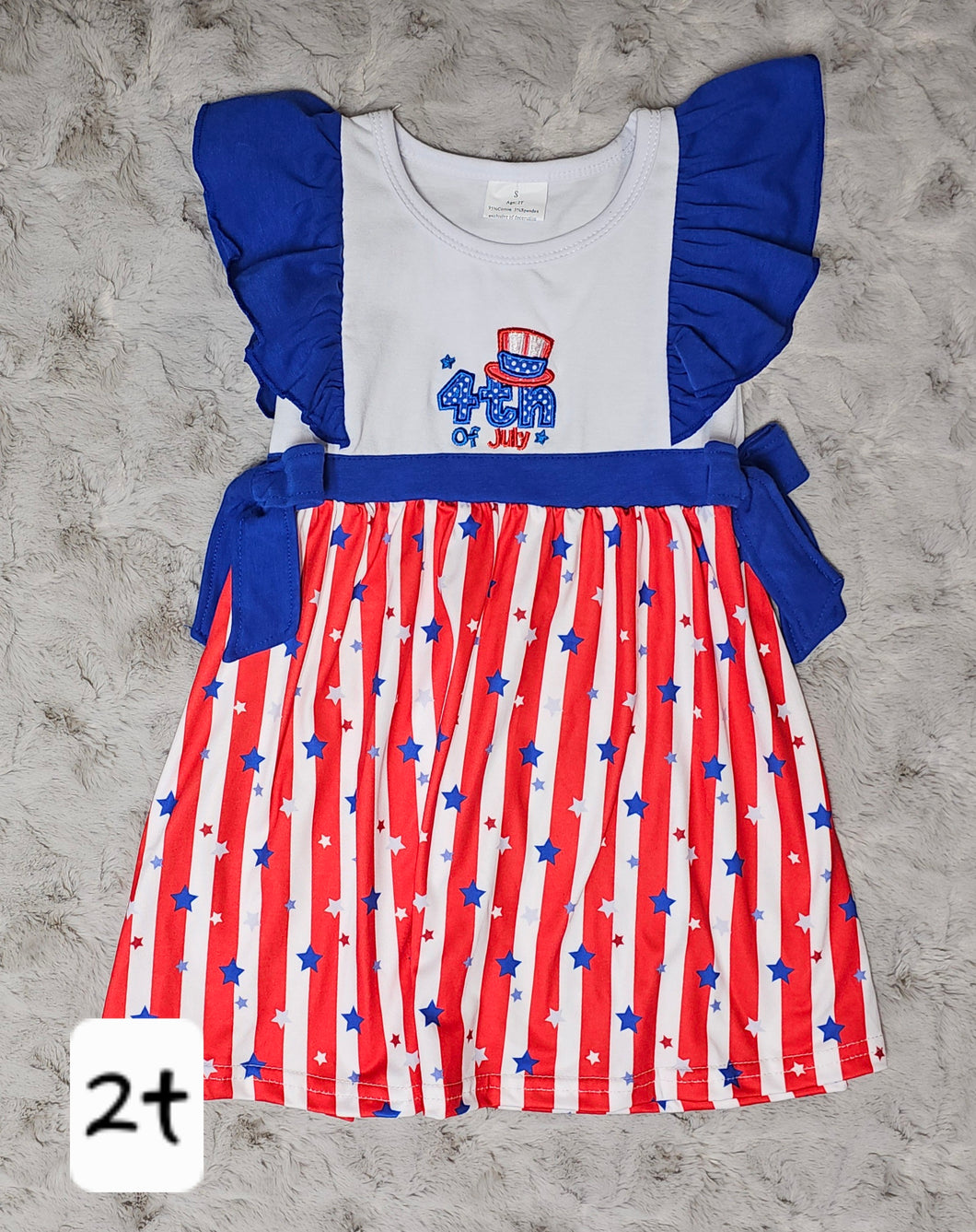 Ruffled Bow 4th of July Dress