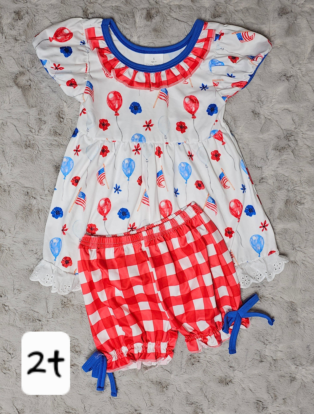 Ruffled 4th of July Balloon Shorts Set