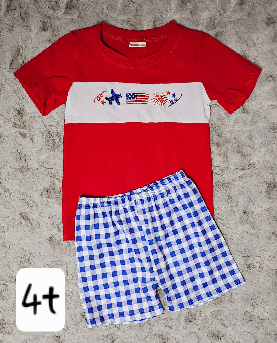 Red 4th of July Shorts Set