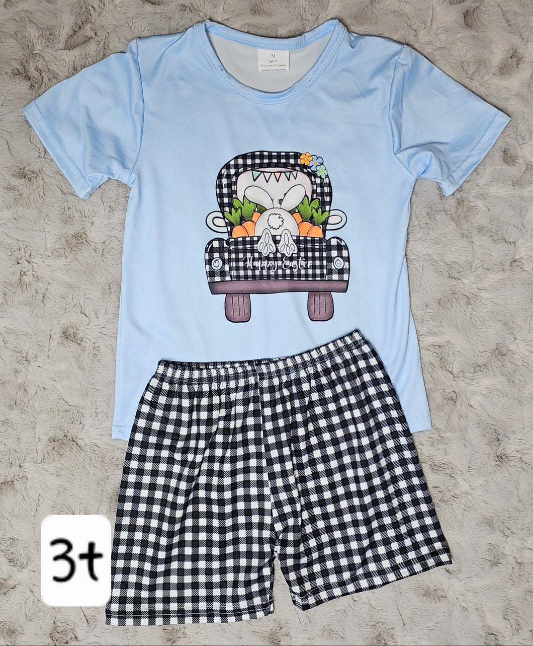 Blue Easter Bunny Shorts Set