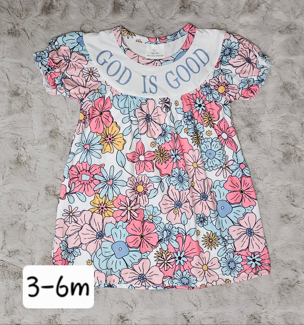 Ruffled Floral God is Good Dress