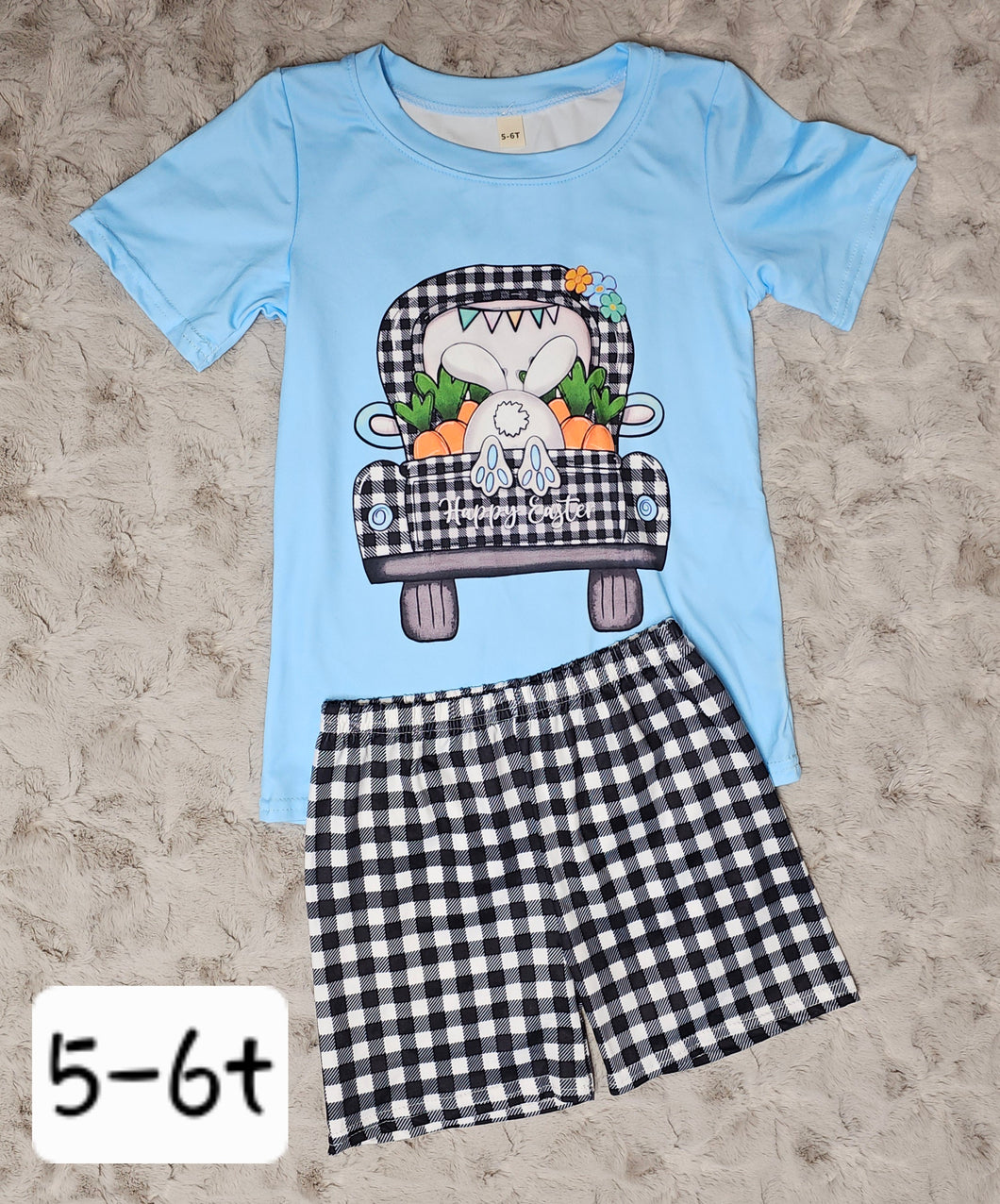 Blue Easter Bunny Shorts Set