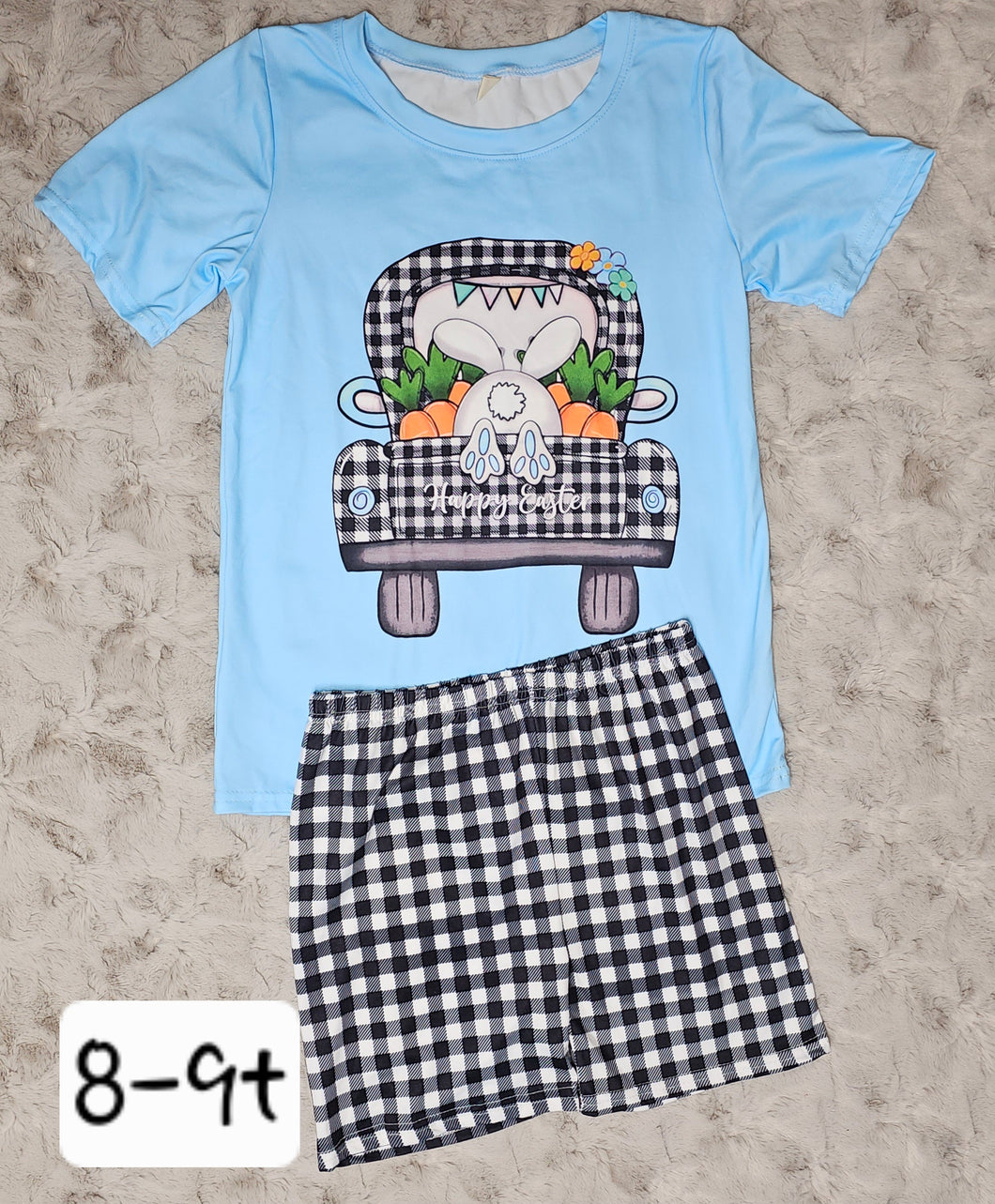 Blue Easter Bunny Shorts Set