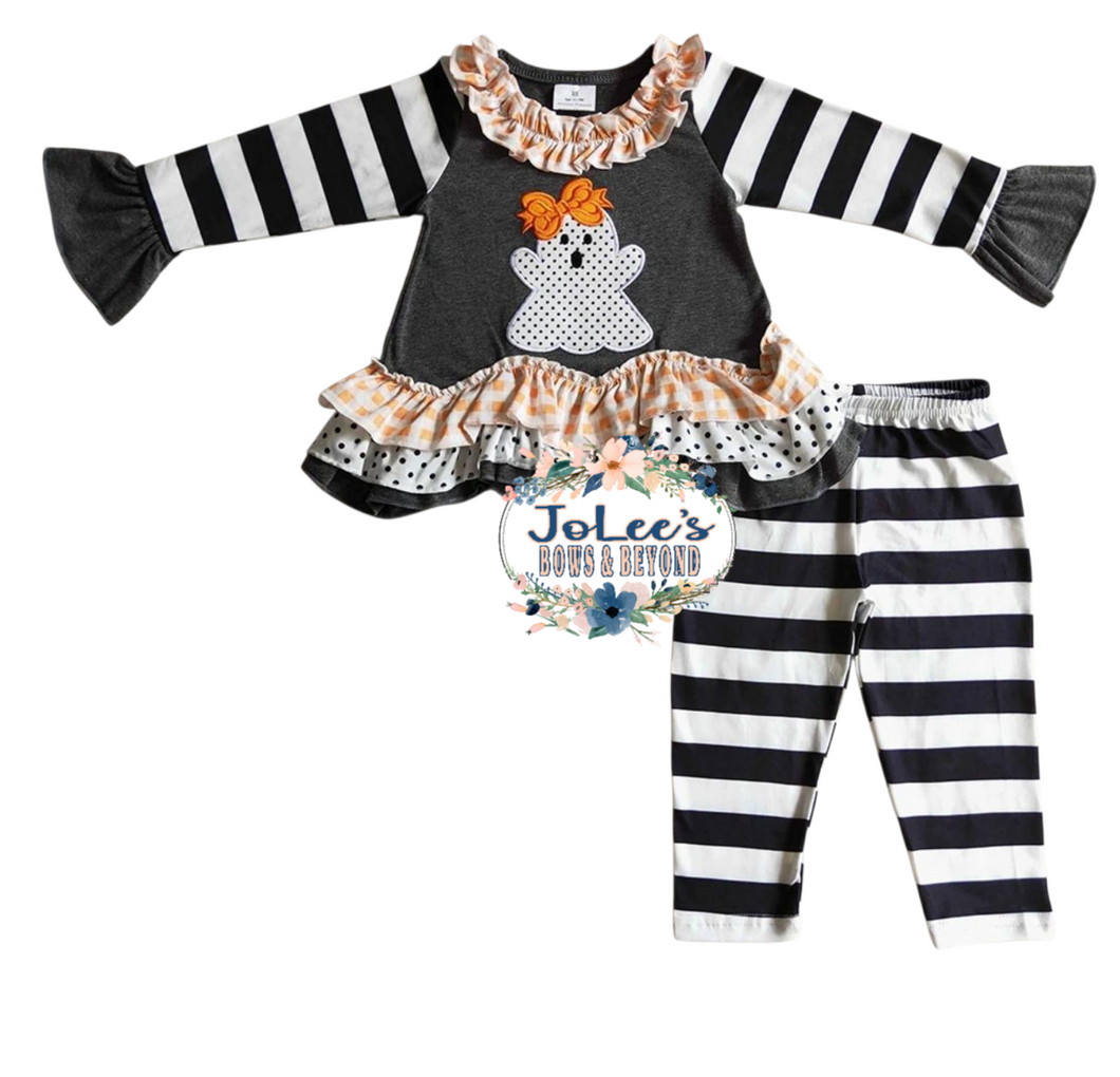 Striped Ruffled Ghost Pants Set