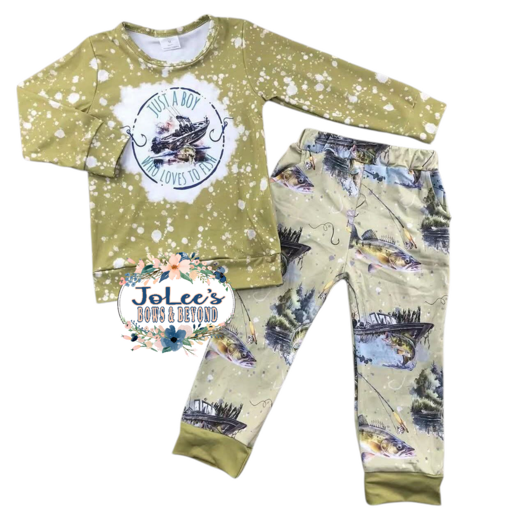Boy Who Likes to Fish Pants Set