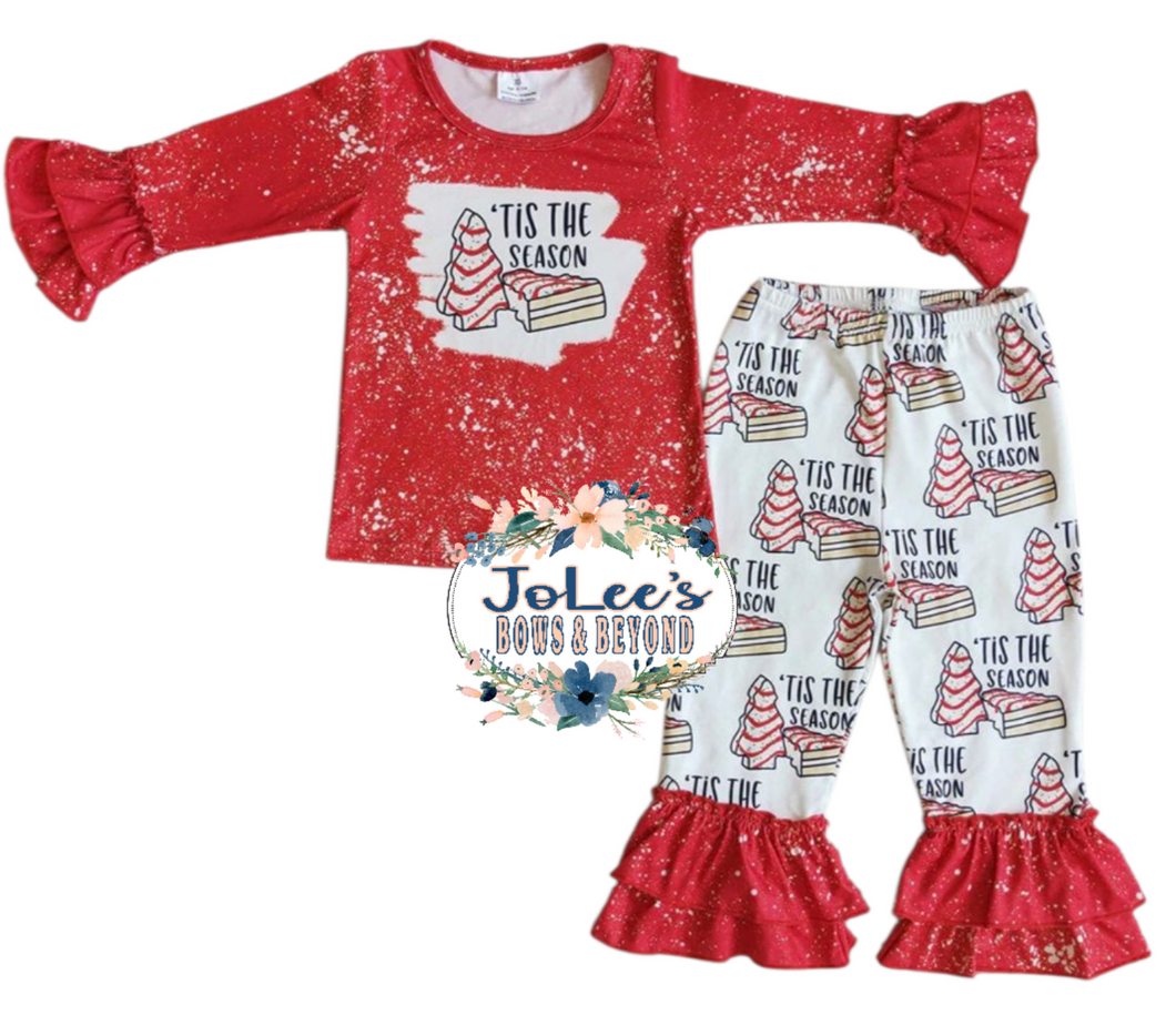 Ruffled Tis The Season Pants Set