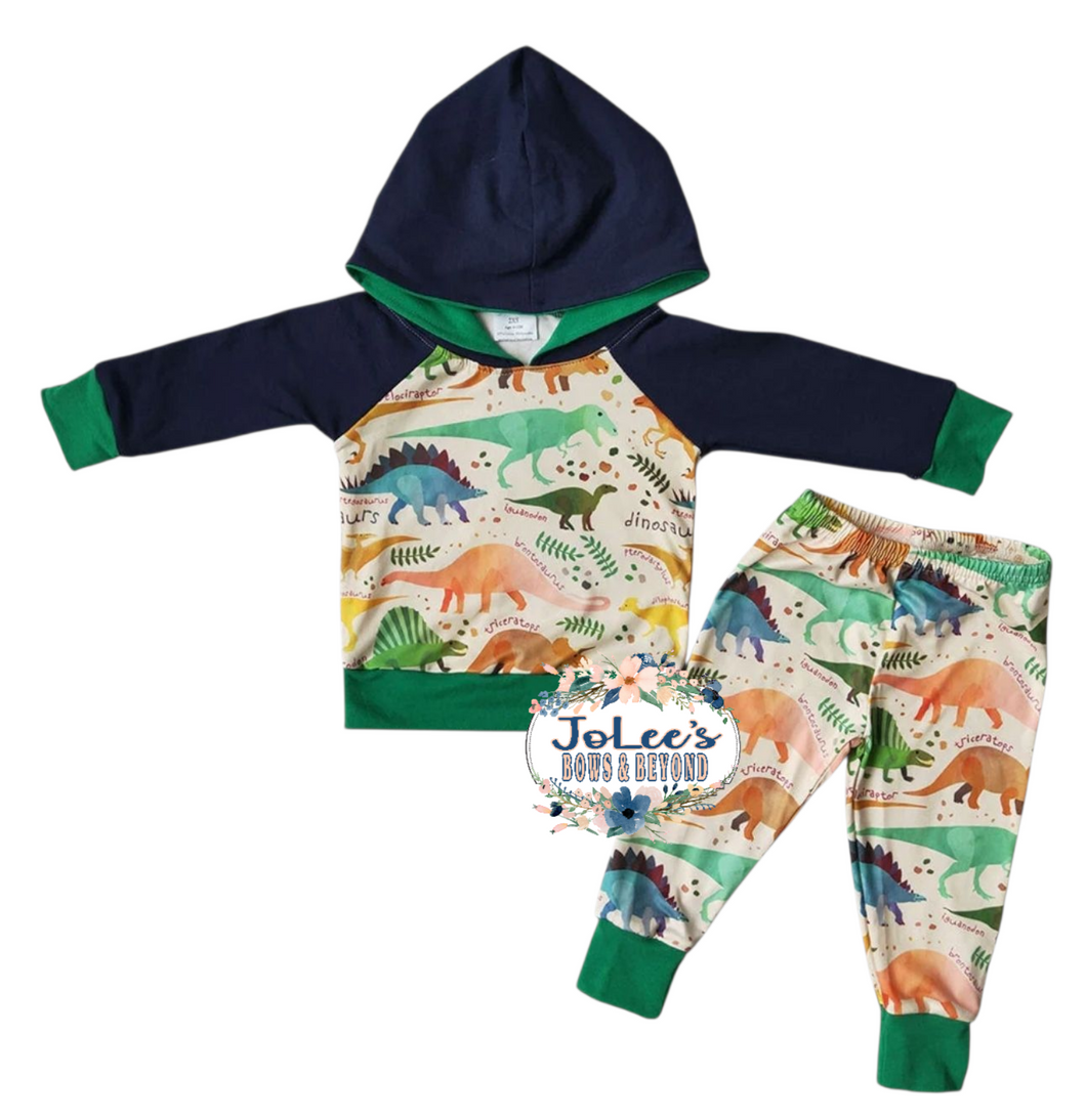 Hooded Dinosaur Pants Set