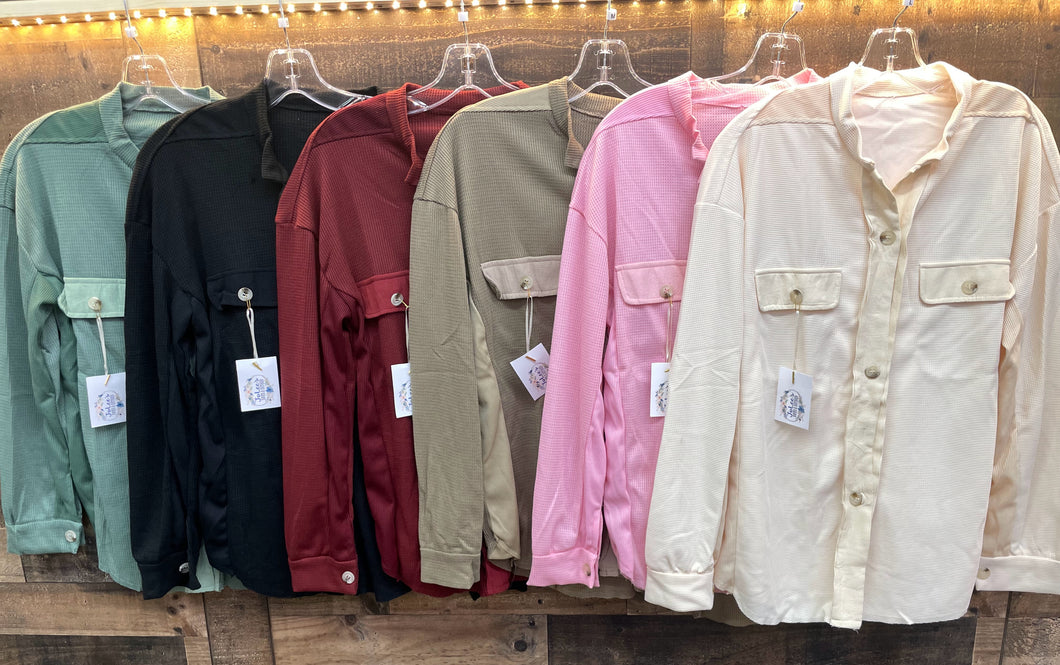 Solid Waffle Button-Up