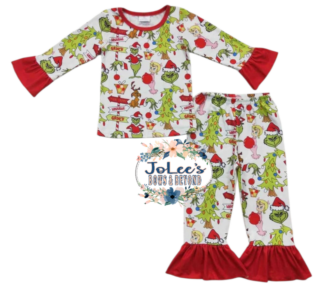 Ruffled Christmas PJ Set
