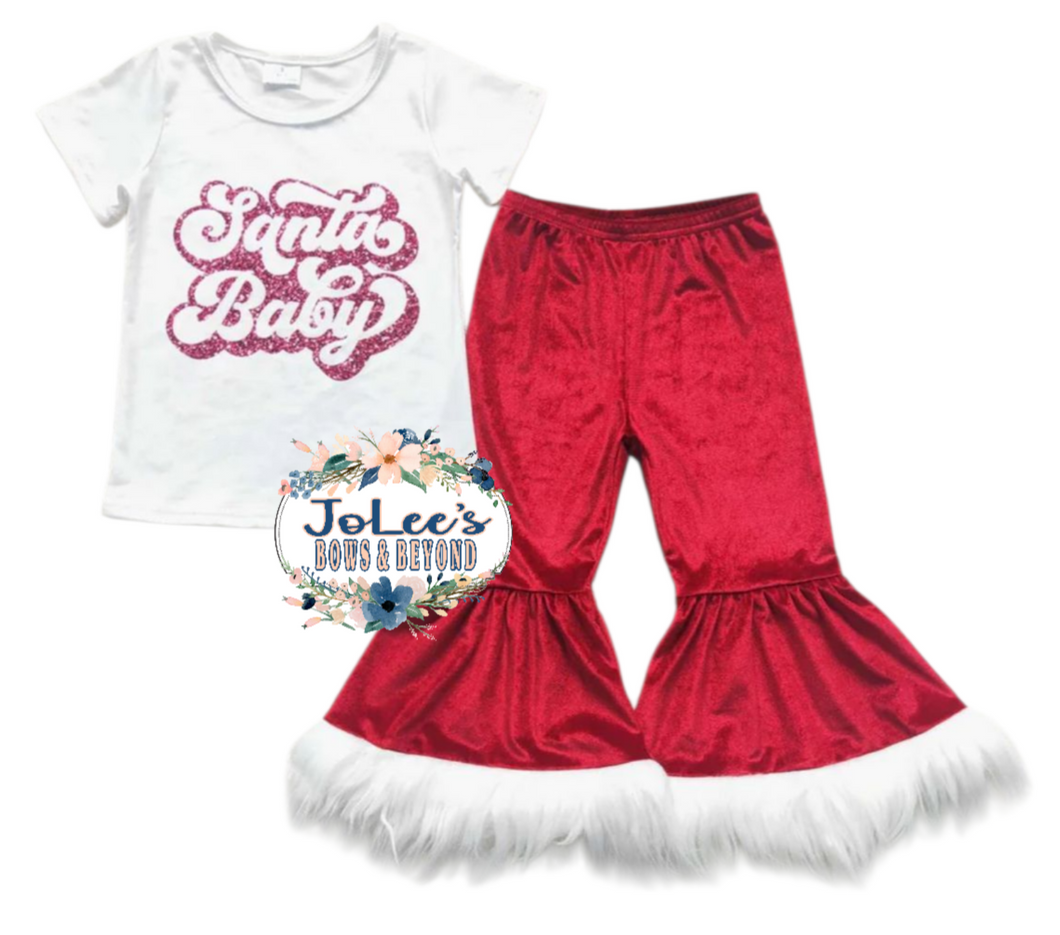 Santa Baby Velvet Bell Set