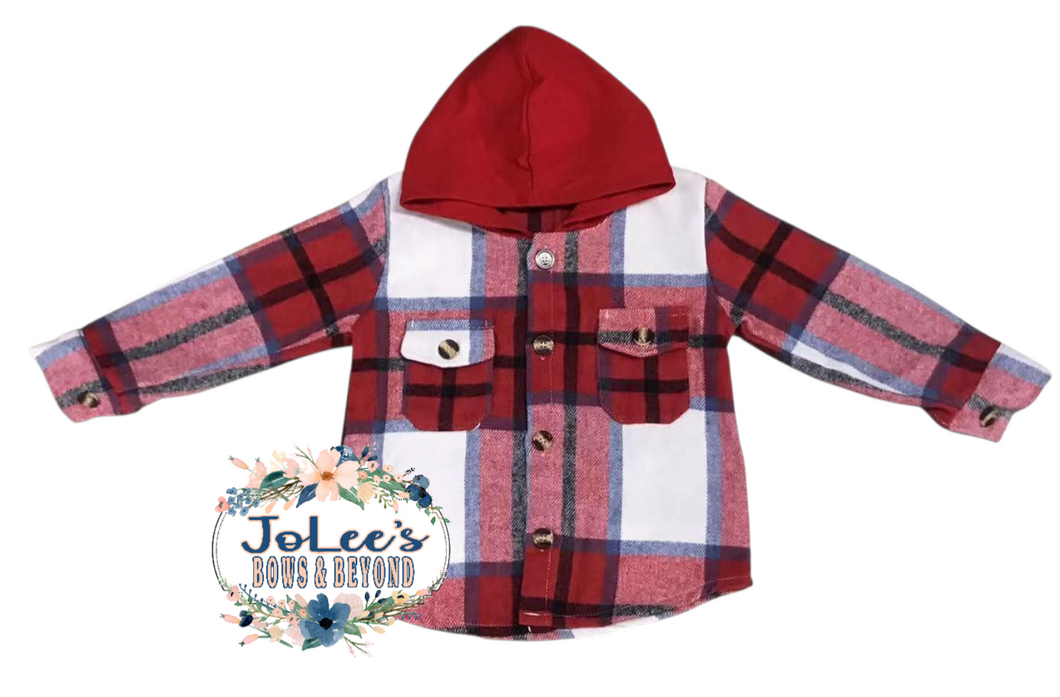 Red Flannel Hooded Button-up