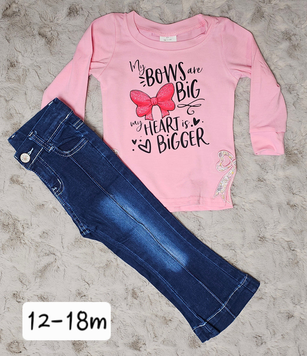 Long Sleeve Shirt Denim Pants Set