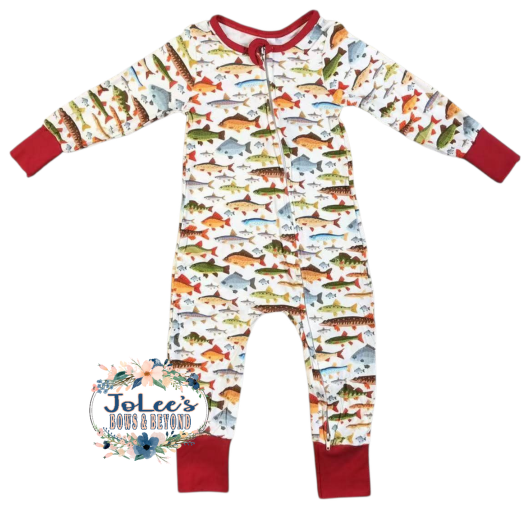 Bamboo Red Fish Zip-up