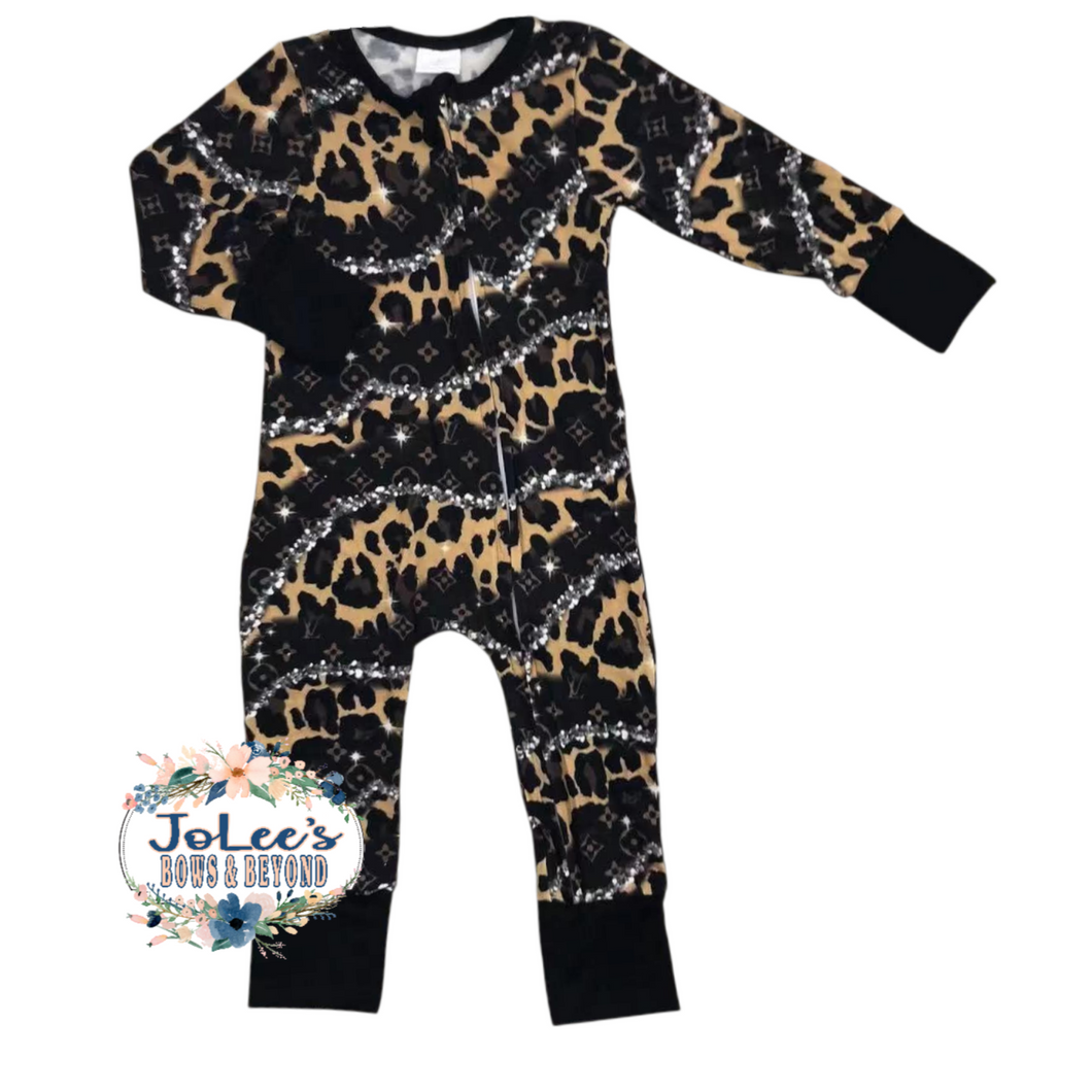 Bamboo Leopard Sparkle Zip-Up