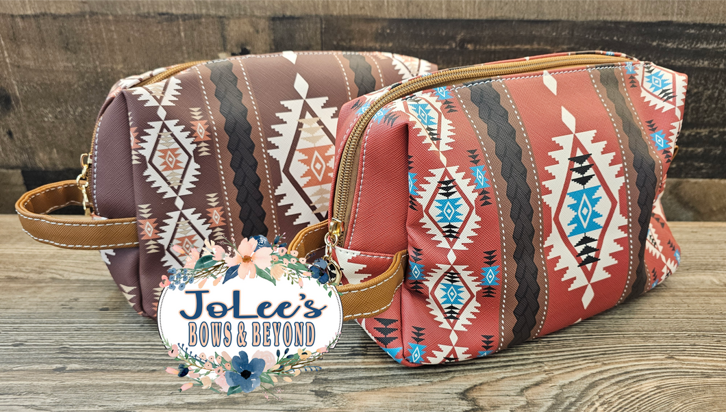 Aztec Printed Pleather Make-up Bag