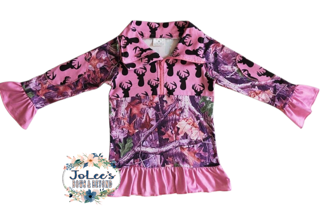 Pink Deer Camo Pullover