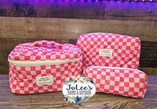 Load image into Gallery viewer, Checkered 3pc Make-up Bag Set
