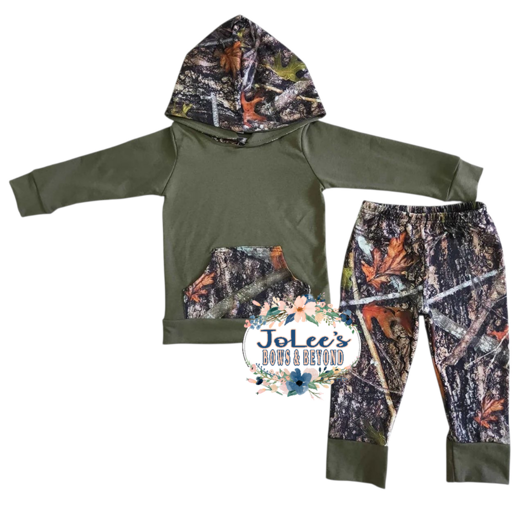Green Camo Hooded Pants Set