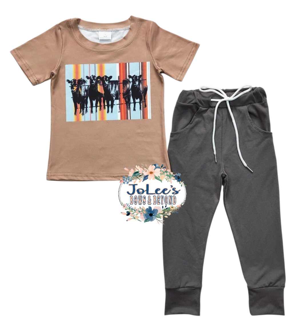 Cows Short Sleeve Pants Set